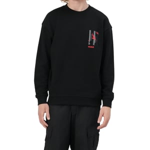 Hugo Heren Drop Shoulder Regular Sweatshirt met grafische print (Zwart)