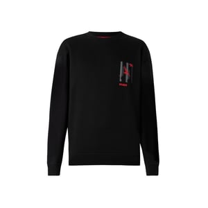 Hugo Heren Drop Shoulder Regular Sweatshirt met grafische print (Zwart)