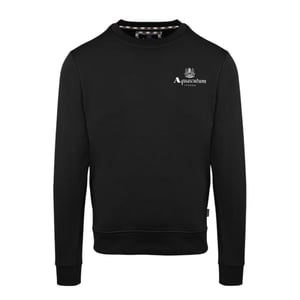 Aquascutum Heren-sweatshirt met ronde hals en lange mouwen met klein logo (Zwart)