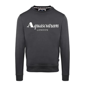Aquascutum Heren Sweatshirt met Opschrift Crew Hals (Antraciet)