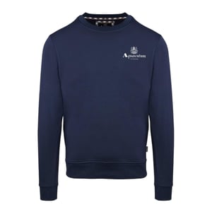 Aquascutum Heren-sweatshirt met ronde hals en lange mouwen met klein logo (Marine)