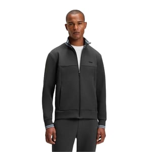 Boss Heren Track Jacket met geborduurd logo en lange mouwen (Donkergrijs)