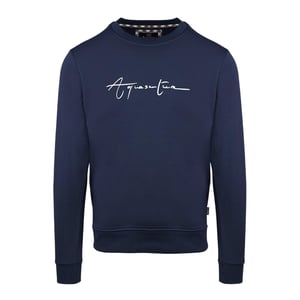 Aquascutum Heren Script Crew Neck Regular Sweatshirt (Marine)
