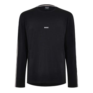 Boss Heren Uniek Gestreept Jersey T-shirt met Lange Mouwen (Zwart)