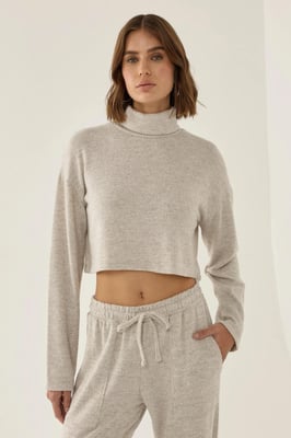 Structuur Turtleneck Crop Trui