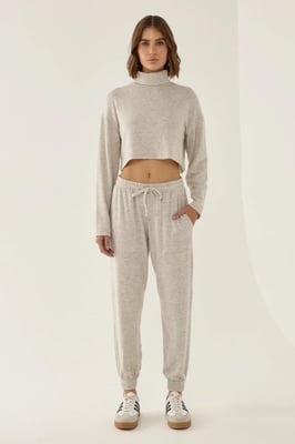 Structuur Turtleneck Crop Trui