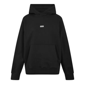 Hugo Heren Logo Katoen Overhead Relaxed Fit Hoodie (Zwart)
