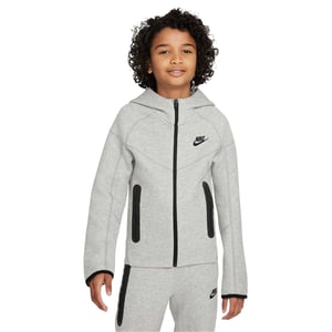 Nike Technische fleece-hoodie met doorlopende rits voor kinderen (Grijs/Zwart)