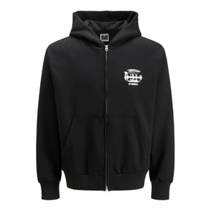 Jack And Jones Heren Graphic Print Regular Volledige Rits Hoodie (Zwart)