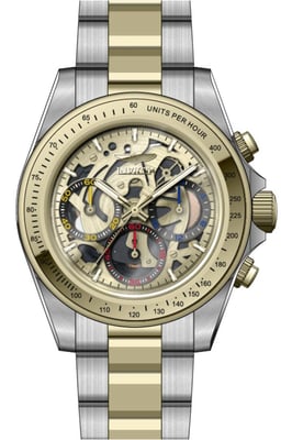 Invicta Speedway 50276 Herenhorloge - Quartz Uurwerk - Roestvrij Staal met Gouden Wijzerplaat - 39 mm