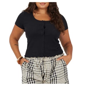 Brave Soul Dames/Dames Geribd Plus T-shirt (Zwart)