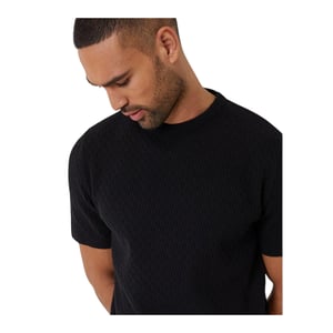 Threadbare Heren Textured Rib Knit Regular T-shirt (Zwart)