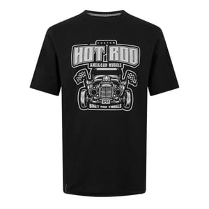 Threadbare T-shirt voor heren met hot rod-motief (Zwart)