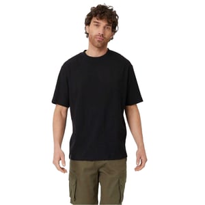 Threadbare Effen geribbeld T-shirt voor heren met normale pasvorm (Zwart)