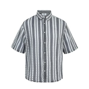 Firetrap Gedessineerd overhemd met korte mouwen voor heren (Zwart, Wit)