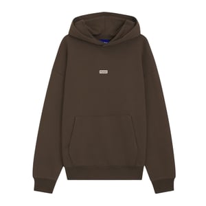 Hugo Heren Logo Katoen Overhead Relaxed Fit Hoodie (Donkerbruin)