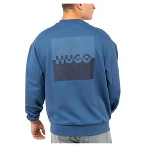 Hugo Heren-sweatshirt met logo en verlaagde schouders, normale pasvorm (Medium Blauw)