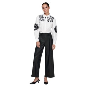 Only Dames/Dames Faux Leren Wijde Pijp Palazzo Broek (Zwart)