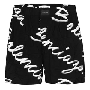 Balenciaga Dames/Dames Script Relaxed Fit Shorts (Zwart)