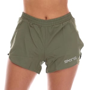 Skins Dames/Dames Series-3 Superpose Hardloopshort (Kaki Groen)