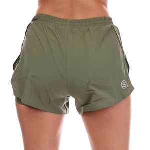 Skins Dames/Dames Series-3 Superpose Hardloopshort (Kaki Groen)