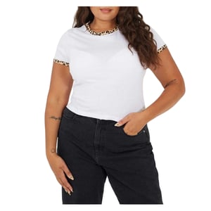 Brave Soul Dames/Dames T-shirt met luipaardprint Plus (Wit/Leopard)