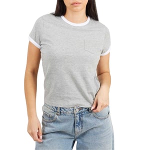 Brave Soul Unisex Contrast Detail Ringer Regular T-shirt voor volwassenen (Grijs/Wit)
