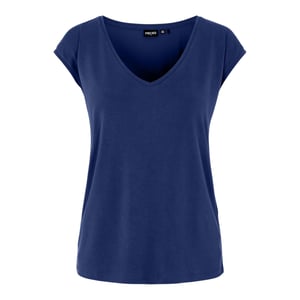 Pieces Pckamala gebreid T-shirt met V-hals voor dames (Blauw)
