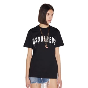 Dsquared2 Dripping Spray Logo Zwart T-shirt