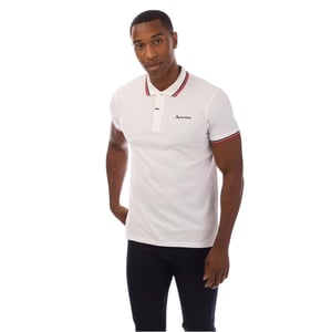 Aquascutum Heren Slim Korte Mouwen Poloshirt (Wit/Navy)