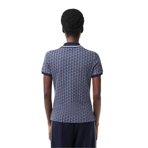 Lacoste Dames Jacquard Slim Kortekorte Polo (Methyl Blauw)