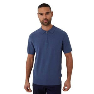 Threadbare Heren Whittley gestructureerd poloshirt met korte mouwen (Denim)