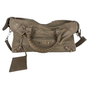 Balenciaga Motocross Covered Brogues City Bag in beige leer