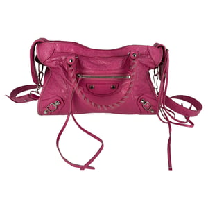 Balenciaga Small Classic City Studs tas in roze leer