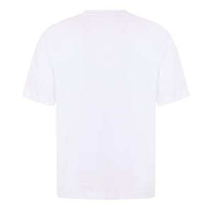 Off White Unisex Gestreept Katoenen Normaal T-shirt voor Volwassenen (Wit/Trouw Blauw)