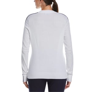 Callaway Gestreepte trui met hoge kraag voor dames (Helder wit)