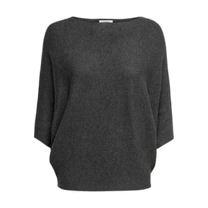 Enkel Dames Crew Neck Boxy Dolman Sweater Top (Donkergrijs Melange)