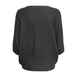 Enkel Dames Crew Neck Boxy Dolman Sweater Top (Donkergrijs Melange)