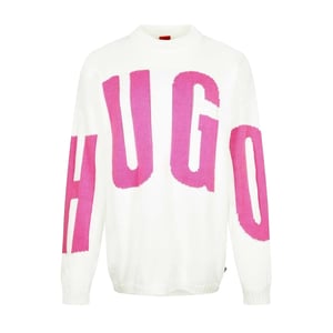 Hugo Dames/Dames Crew Hals Relaxed Fit Trui met Lange Mouwen (Natuurlijk)