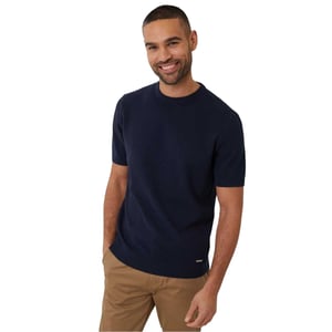 Threadbare Heren Moss Stitch Crew Hals T-shirt (Marine)