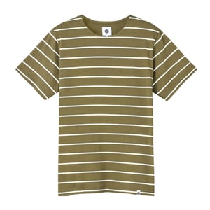 Pretty Green Heren Gestreept Normaal T-shirt (Kaki Groen)
