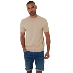 Threadbare Heren Crew Neck Regular T-shirt (Beige)