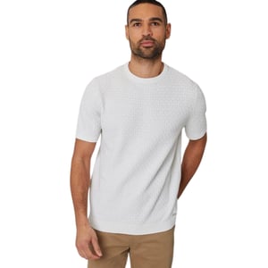 Threadbare Heren Textured Rib Knit Regular T-shirt (Ecru)