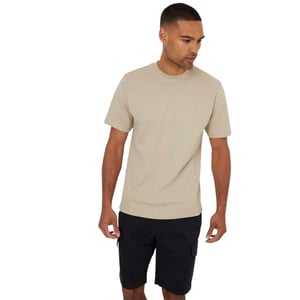 Threadbare Heren Textured Crew Neck Regular T-shirt (Steen)