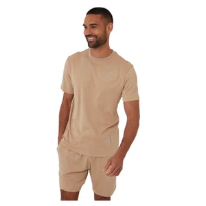 Threadbare Heren Geborduurd Bloemen Regular T-shirt (Steen)
