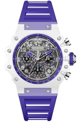 Invicta Racing 69683 Herenhorloge - Quartz Uurwerk - Acryl met Zilveren Wijzerplaat - 43 mm