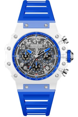 Invicta Racing 69678 Herenhorloge - Quartz Uurwerk - Acryl met Zilveren Wijzerplaat - 43 mm