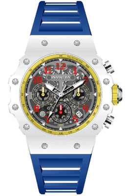 Invicta Racing 69666 Herenhorloge - Quartz Uurwerk - Acryl met Zilveren Wijzerplaat - 43 mm