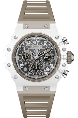 Invicta Racing 69684 Herenhorloge - Quartz Uurwerk - Acryl met Zilveren Wijzerplaat - 43 mm