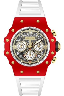 Invicta Racing 69655 Herenhorloge - Quartz Uurwerk - Acryl met Gouden Wijzerplaat - 43 mm